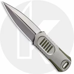 WE Knife Company 2017A OSS Dagger - Justin Lundquist EDC - Stonewash 20CV - Double Edge Fixed Blade Dagger - Stonewash Stainless Steel And Green G10 - Kydex Sheath