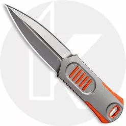 WE Knife Company 2017B OSS Dagger - Justin Lundquist EDC - Stonewash 20CV - Double Edge Fixed Blade Dagger - Stonewash Stainless Steel And Orange G10 - Kydex Sheath