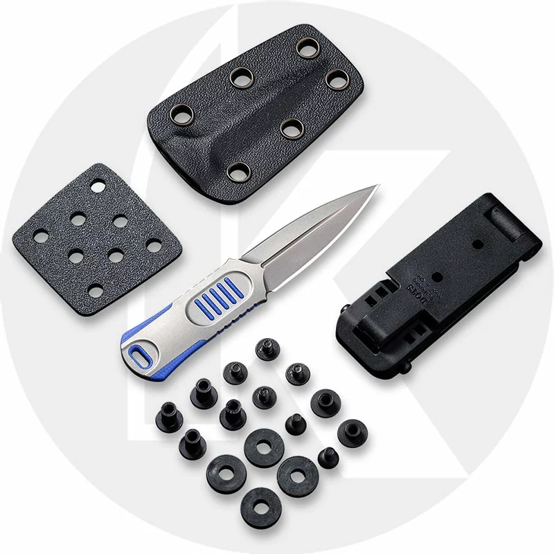 WE Knife Company 2017C OSS Dagger - Justin Lundquist EDC - Stonewash 20CV - Double Edge Fixed Blade Dagger - Stonewash Stainless Steel And Blue G10 - Kydex Sheath 3 WE Knife Company 2017C OSS Dagger - Justin Lundquist EDC - Stonewash 20CV - Double Edge Fixed Blade Dagger - Stonewash Stainless Steel And Blue G10 - Kydex Sheath - Image 3