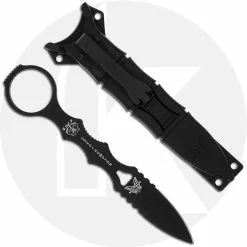 Benchmade Knives Benchmade Mini SOCP 177BK - Single Piece Black 440C - Spear Point Fixed Blade - Ring Pommel - USA Made
