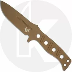 Benchmade Knives Benchmade Fixed Adamas 375FE-1 Knife - Shane Sibert - Single Piece Flat Earth CruWear Drop Point - Tan PIM Sheath - USA Made