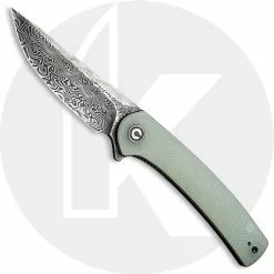 CIVIVI Knives CIVIVI Mini Asticus Knife C19026B-DS1 - Black Hand Rubbed Damascus Drop Point - Natural G10 - Liner Lock Flipper Folder
