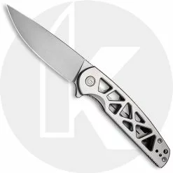 CIVIVI Knives CIVIVI Perf Knife C20006-A - Value Price EDC - Stonewash Nitro-V Drop Point - Skeletonized Stainless Steel - Frame Lock - Flipper Folder