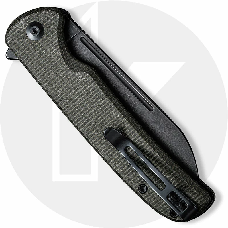 CIVIVI Knives CIVIVI Chevalier C20022-2 - Black Stonewash 14C28N - Dark Green Micarta - Button Lock Flipper Folder 3 CIVIVI Knives CIVIVI Chevalier C20022-2 - Black Stonewash 14C28N - Dark Green Micarta - Button Lock Flipper Folder - Image 3