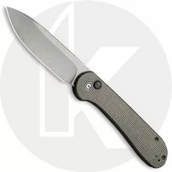 CIVIVI Knives CIVIVI Button Lock Elementum C2103C - Gray Stonewash 14C28N - Dark Green Micarta - Manual Action - Button Lock Folder