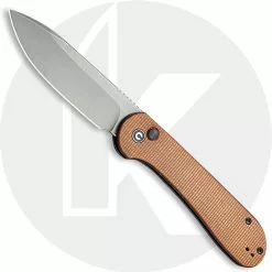 CIVIVI Knives CIVIVI Button Lock Elementum C2103D - Gray Stonewash 14C28N - Brown Micarta - Manual Action - Button Lock Folder