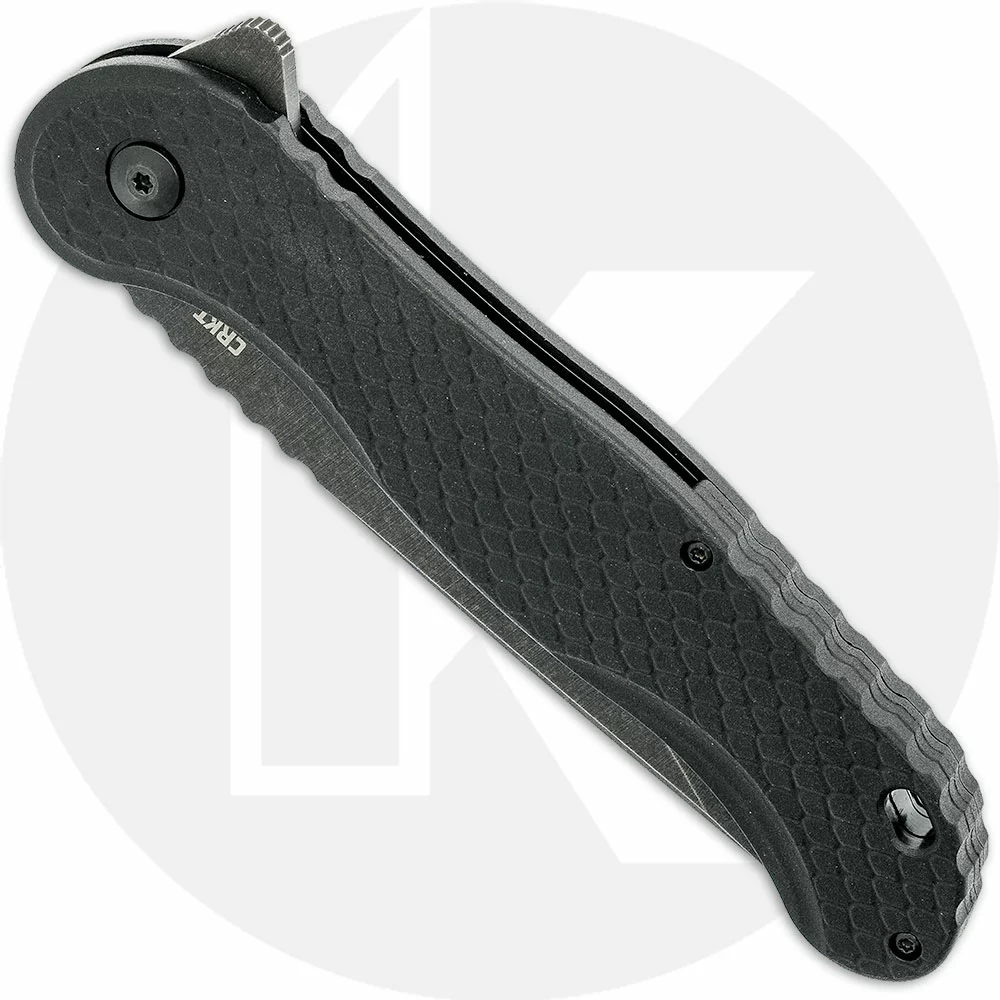 CRKT Knives CRKT Taco Viper Assisted 2267 - Part Serrated Black Stonewash Drop Point - Black GRN - Liner Lock Flipper Folder 2 CRKT Knives CRKT Taco Viper Assisted 2267 - Part Serrated Black Stonewash Drop Point - Black GRN - Liner Lock Flipper Folder - Image 2