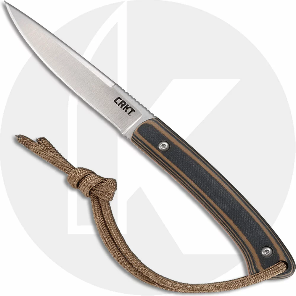 CRKT Knives CRKT Biwa Knife - 2382 - Alan Folts - Neck Knife - Satin Drop Point Fixed Blade - Brown And Black G10 1 CRKT Knives CRKT Biwa Knife - 2382 - Alan Folts - Neck Knife - Satin Drop Point Fixed Blade - Brown And Black G10