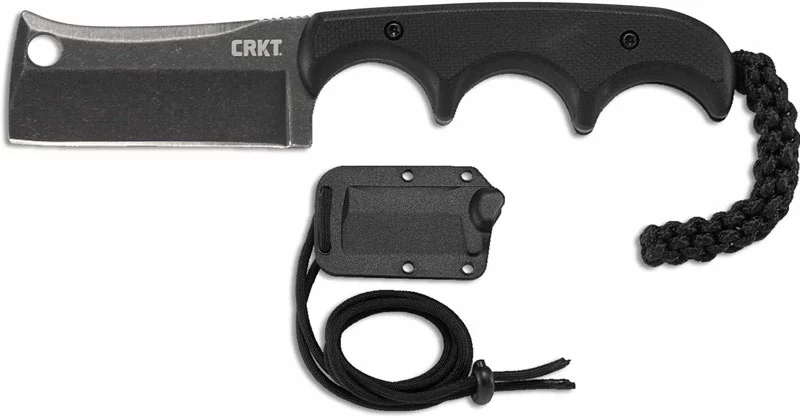 CRKT Knives CRKT Minimalist Cleaver Blackout - 2383K - Alan Folts - Neck Knife - Black Stonewash Cleaver Style Fixed Blade - Finger Grooved Black G10 2 CRKT Knives CRKT Minimalist Cleaver Blackout - 2383K - Alan Folts - Neck Knife - Black Stonewash Cleaver Style Fixed Blade - Finger Grooved Black G10 - Image 2