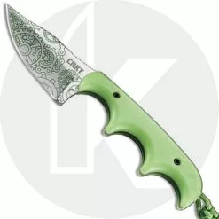 CRKT Knives CRKT Minimalist Bowie Gears - 2387G - Alan Folts - Neck Knife - Clip Point Fixed Blade - Finger Grooved Glow In The Dark Handle