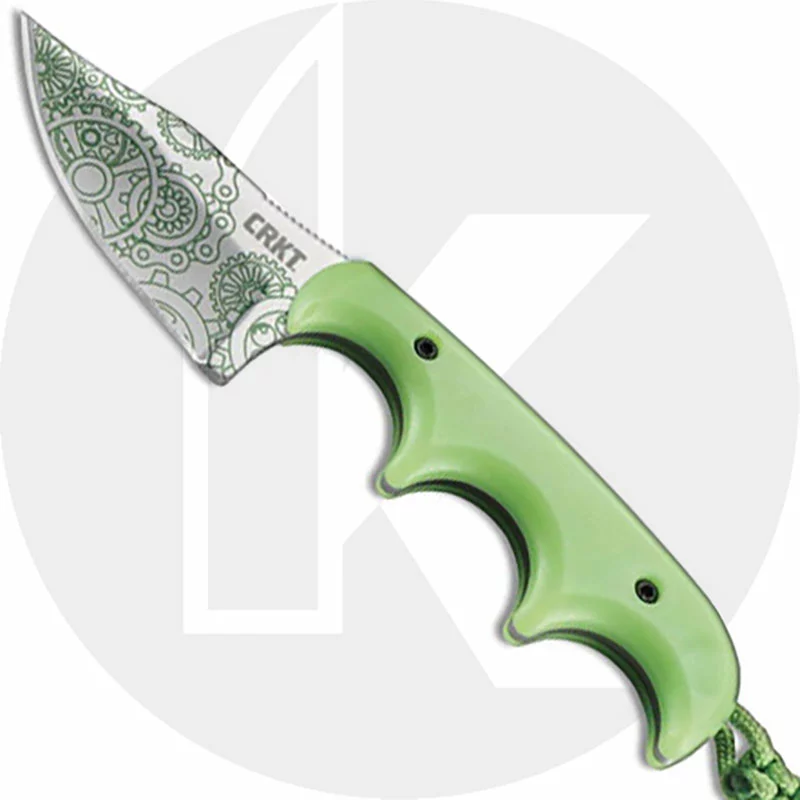 CRKT Knives CRKT Minimalist Bowie Gears - 2387G - Alan Folts - Neck Knife - Clip Point Fixed Blade - Finger Grooved Glow In The Dark Handle 1 CRKT Knives CRKT Minimalist Bowie Gears - 2387G - Alan Folts - Neck Knife - Clip Point Fixed Blade - Finger Grooved Glow In The Dark Handle