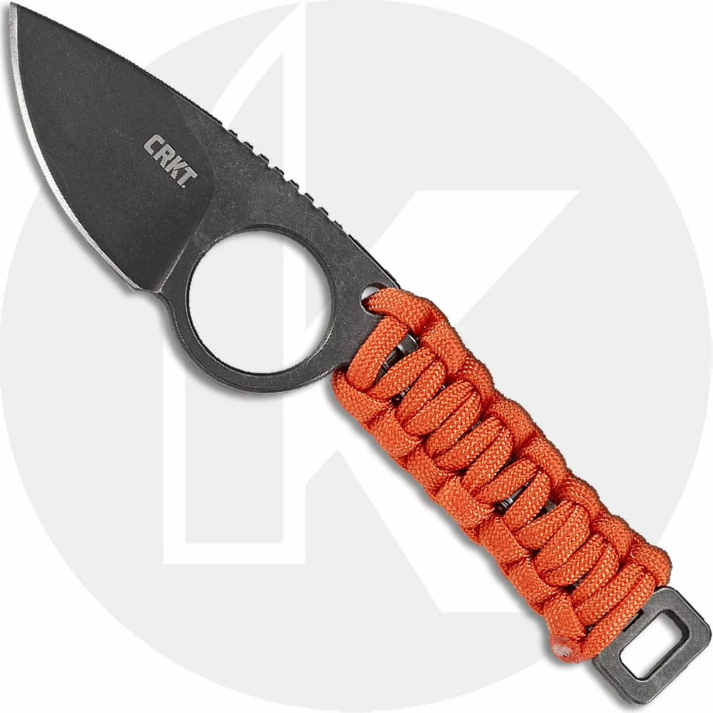 CRKT Knives CRKT Tailbone Knife - 2415 - TJ Schwarz - Neck Knife - Black Stonewash Drop Point Fixed Blade - Orange Cord Wrap Machine Chain Handle 1 CRKT Knives CRKT Tailbone Knife - 2415 - TJ Schwarz - Neck Knife - Black Stonewash Drop Point Fixed Blade - Orange Cord Wrap Machine Chain Handle