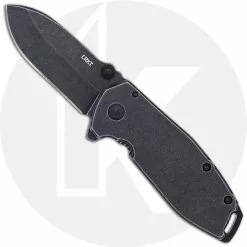 CRKT Knives CRKT Squid Assisted Black 2493 - Lucas Burnley EDC - Black Stonewash Spear Point - Black Stonewash Stainless Steel - Frame Lock Flipper Folder