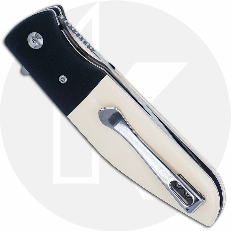 CRKT Knives CRKT Curfew 2867 - Russ Kommer Assisted EDC - Satin Drop Point - Black Aluminum / White Resin Infused Fiber - Flipper Folder 3 CRKT Knives CRKT Curfew 2867 - Russ Kommer Assisted EDC - Satin Drop Point - Black Aluminum / White Resin Infused Fiber - Flipper Folder - Image 3