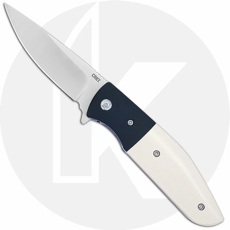 CRKT Knives CRKT Curfew 2867 - Russ Kommer Assisted EDC - Satin Drop Point - Black Aluminum / White Resin Infused Fiber - Flipper Folder 1 CRKT Knives CRKT Curfew 2867 - Russ Kommer Assisted EDC - Satin Drop Point - Black Aluminum / White Resin Infused Fiber - Flipper Folder