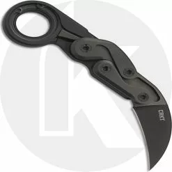 CRKT Knives CRKT Provoke 4040 Joe Caswell Black Karambit Folder Kinematic Action Aluminum Handle With Ring Pommel