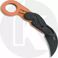 CRKT Knives CRKT Provoke Orange 4041O - Joe Caswell - Karambit Folder - Black Stonewash - Kinematic Action - Orange Grivory - Ring Pommel