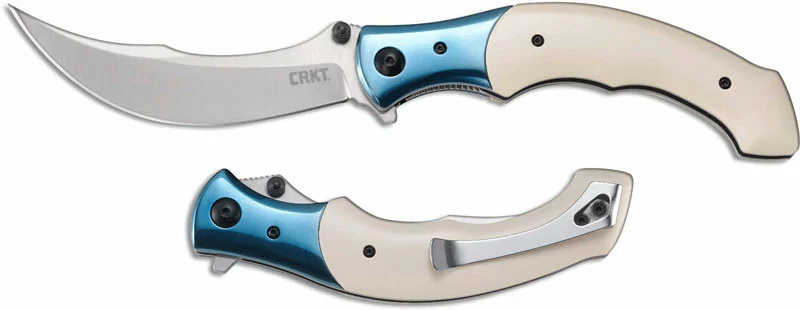 CRKT Knives CRKT Ritual 7471 - Alan Folts Assisted Folder - Satin 12C27 Sandvik Scimitar Style Blade - SS With White Fiber Infused Resin - Liner Lock Flipper Folder 2 CRKT Knives CRKT Ritual 7471 - Alan Folts Assisted Folder - Satin 12C27 Sandvik Scimitar Style Blade - SS With White Fiber Infused Resin - Liner Lock Flipper Folder - Image 2
