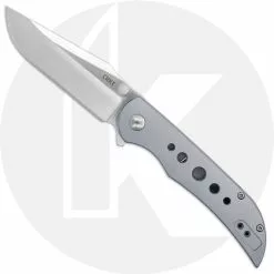 CRKT Knives CRKT Oxcart Assisted 6135 - Satin Clip Point - Drilled Stainless Steel - Frame Lock Flipper Folder