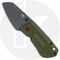 CRKT Knives CRKT Overland Compact 6277 - TJ Schwarz EDC - Black Stonewash Sheepsfoot - Green G10 / Black Stonewash SS - Frame Lock Folder