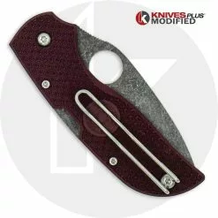 Spyderco Knives MODIFIED Spyderco Chaparral Lightweight - The Ron Burgundy - Acid Stonewash - Rit Dyed Handle -Benchmade Knives Shop DSC05196 4 LOGO