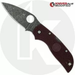 Spyderco Knives MODIFIED Spyderco Chaparral Lightweight - The Ron Burgundy - Acid Stonewash - Rit Dyed Handle
