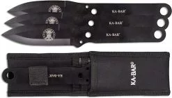 Ka-Bar Knives KABAR Throwing Knife Set 1121 - Single Piece Black Stainless Steel - Spear Point Blade - Triple Set