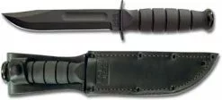 Ka-Bar Knives KA-BAR Short Black KABAR Utility, Plain Edge, Leather KA-1256,