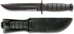 Ka-Bar Knives KA-1257, KA-BAR Short Black Utility, Part Serrated Edge, Leather