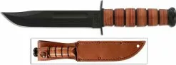 Ka-Bar Knives KABAR 1320 Single Mark KA-BAR Fighting Utility Knife - Black Clip Point Fixed Blade - No Military Branch Designation - Leather Handle - USA Made