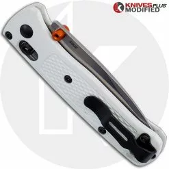 Benchmade Knives MODIFIED Benchmade Mini Bugout White 533 Knife - Satin Blade -Benchmade Knives Shop KP 533 2 CLOSED BACK LOGO