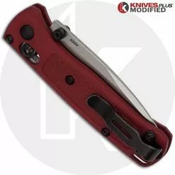 Benchmade Knives MODIFIED Benchmade Mini Bugout Red Dragon 533 Knife - Satin Blade - Rit Dyed Handle - KP Black Thumbstud & Standoffs -Benchmade Knives Shop KP 533 3 CLOSED BACK LOGO