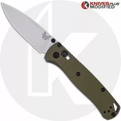 Benchmade Knives MODIFIED Benchmade Bugout 535 + AWT OD Green Aluminum Scales + KP Black Thumbstud & Standoffs