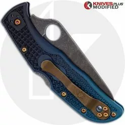 Spyderco Knives MODIFIED Spyderco K390 Endela Knife - Acid Stonewash - Heat Color Hardware - Rit Dye Fade -Benchmade Knives Shop KP C243K390 CLOSED BACK LOGO