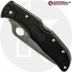 Spyderco Knives MODIFIED Spyderco Endela Knife - Acid Stonewash - Black Handle -Benchmade Knives Shop KP C243PBK 1 CLOSED FRONT LOGO