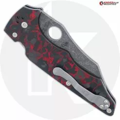 Spyderco Knives MODIFIED Spyderco Yojumbo Knife C253GP - Acid Stonewash Blade - KP Red Shred Carbon Fiber Scales -Benchmade Knives Shop KP C253GP 2 CLOSED BACK