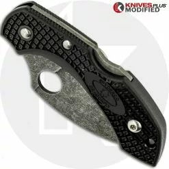 Spyderco Knives MODIFIED Spyderco Dragonfly 2 - Wharncliffe - Acid Stonewash - Black Handle -Benchmade Knives Shop KP C28FPWCBK2 1 CLOSED FRONT LOGO