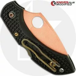 Spyderco Knives MODIFIED Spyderco Dragonfly 2 Knife - CopperWash - Black Handle -Benchmade Knives Shop KP C28PBK2 2 CLOSED BACK LOGO