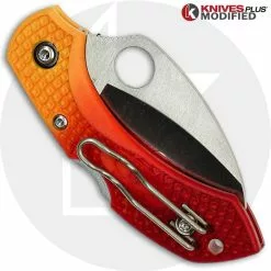 Spyderco Knives MODIFIED Spyderco Dragonfly Salt Hawkbill - RED Fade Rit Dye Handle -Benchmade Knives Shop KP C28SYL2HB1 2 NEW CLOSED BACK LOGO