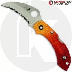 Spyderco Knives MODIFIED Spyderco Dragonfly Salt Hawkbill - RED Fade Rit Dye Handle