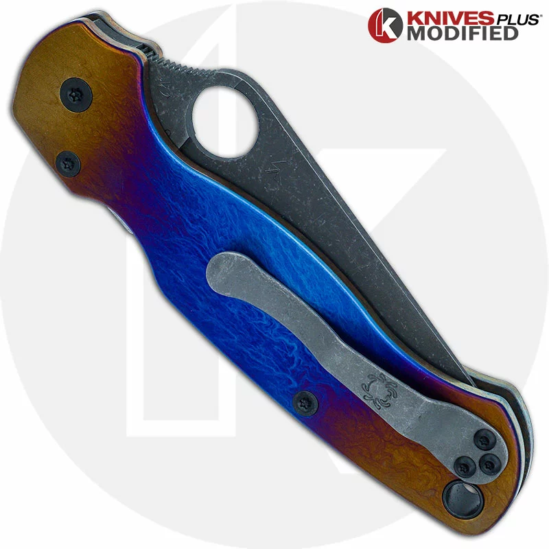 Spyderco Knives MODIFIED Spyderco Para Military 2 Knife With Acid Stonewash + KP Super Nova Titanium Scales + All Black Hardware 3 Spyderco Knives MODIFIED Spyderco Para Military 2 Knife With Acid Stonewash + KP Super Nova Titanium Scales + All Black Hardware - Image 3