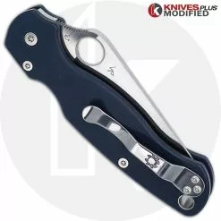 Spyderco Knives MODIFIED Spyderco Paramiliary 2 Knife - Satin Blade - Exclusive AWT Smooth Midnight Blue Scales -Benchmade Knives Shop KP C81 AWT SATIN 2 CLOSED BACK