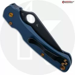 Spyderco Knives MODIFIED Spyderco Paramiliary 2 Knife - Black DLC - Exclusive AWT Agent SKINNY Midnight Blue Scales - Bronze Titanium Hardware -Benchmade Knives Shop KP C81 AWT SKINNY CLOSED BACK