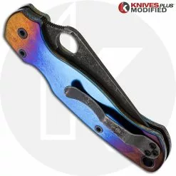 Spyderco Knives MODIFIED Spyderco Para Military 2 Knife With Acid Stonewash + KP Super Nova Titanium Scales + All Black Hardware 11 Spyderco Knives MODIFIED Spyderco Para Military 2 Knife With Acid Stonewash + KP Super Nova Titanium Scales + All Black Hardware -Benchmade Knives Shop KP C81GP2 1 CLOSED BACK