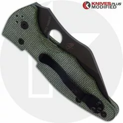 Spyderco Knives MODIFIED Spyderco Yojimbo 2 Black DLC Knife + KP OD Green Micarta Scales -Benchmade Knives Shop KP C85GP2 8 OD CLOSED BACK LOGO