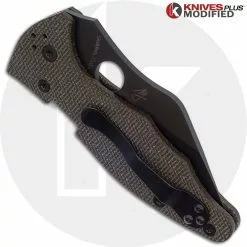 Spyderco Knives MODIFIED Spyderco Yojimbo 2 Black DLC Knife + KP Brown Micarta Scales -Benchmade Knives Shop KP C85GP2 9 BROWN CLOSED BACK LOGO