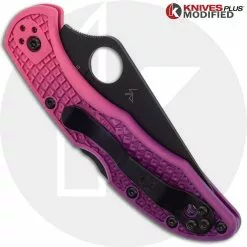 Spyderco Knives MODIFIED Spyderco S30V Delica Knife - Black TiCN Blade - Purple Fade -Benchmade Knives Shop KP DELICA 73 CLOSED BACK LOGO
