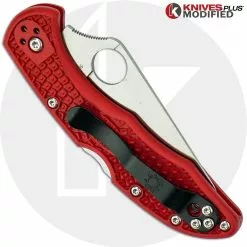 Spyderco Knives MODIFIED Spyderco Delica 4 - The Red Dragon - Satin - Rit Dyed Handle -Benchmade Knives Shop KP DELICA41 NEW NEW CLOSED BACK LOGO