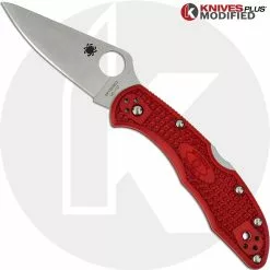 Spyderco Knives MODIFIED Spyderco Delica 4 - The Red Dragon - Satin - Rit Dyed Handle