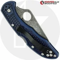 Spyderco Knives MODIFIED Spyderco Delica 4 - Youre My Boy Blue - Acid Wash - Regrind - Rit Dyed -Benchmade Knives Shop KP DELICA59 2 NEW CLOSED BACK LOGO